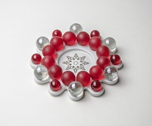 Dresdner Glasperlenstern Zwölfer Rot Teelichthalter handgefertigt in der Dresdner Manufaktur aus Porzellan mit böhmischem Kristallglas
