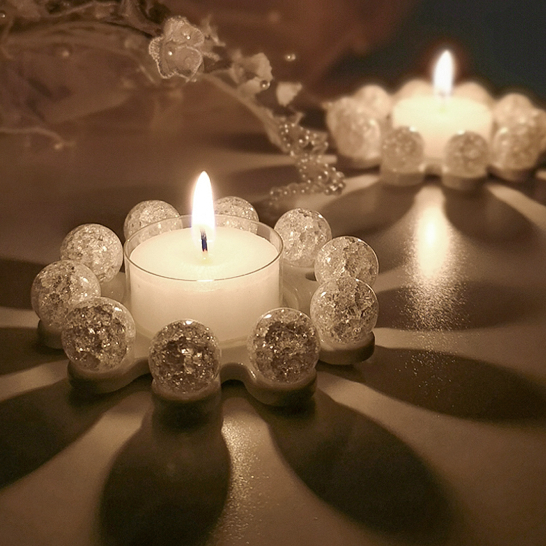 Dresdner Glasperlensterne Amanti Teelichthalter handgefertigt in der Dresdner Manufaktur aus Porzellan mit Bergkristallperlen